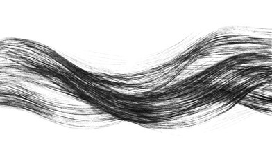 Wavy lines banner in charcoal drawing sketch style isolated on transparent white background