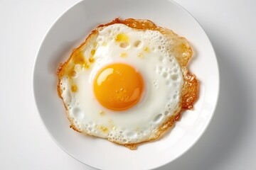Delicious scrambled eggs in white background isolated top view
