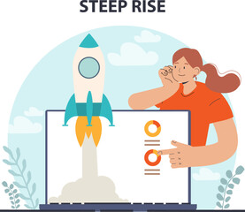 Steep rise of business development. Market boost and profit
