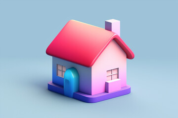 Cute little home icon 3d, generative ai, generative, ai