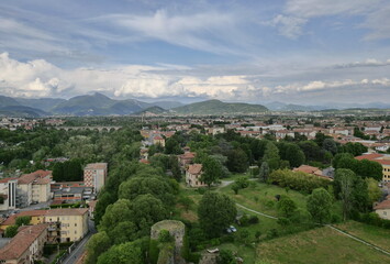Fototapeta na wymiar Landscape on po valley in Palazzolo, Brescia province, Lombardy, Italy