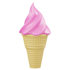 Strawberry Ice Cream Cone 3D Icon