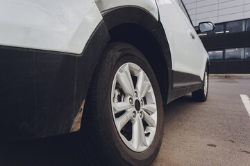 car has dented rear bumper damaged after accident.