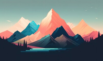 Minimal Mountains Artwork, generative AI