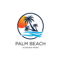 Fototapeta na wymiar Palm tree logo design vector icon with modern idea