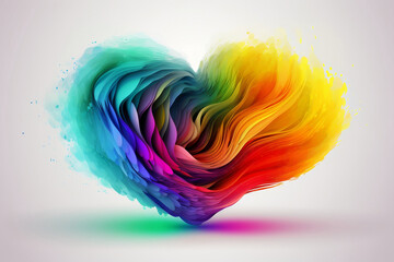 Abstract rainbow colored waves inside heart shape generative ai