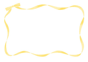 黄色いリボンの水彩風フレーム素材