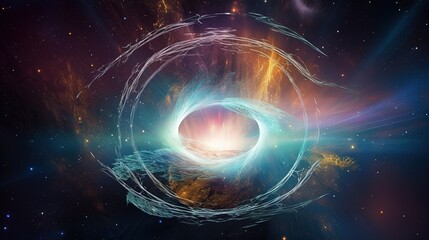 Obraz premium A cosmic portal, with swirling galaxies and stars generative ai