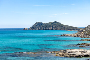 Coastline with turquoise and blue sea near St. Tropez, Côte d'Azur, South of France