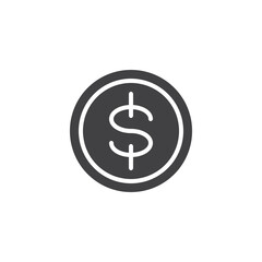 Dollar coin vector icon