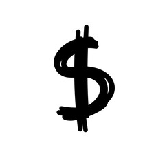 Scribble currency money finance sign icon dollar usd. Vector illustration in hand drawn cartoon doodle style isolated on white background. For card, decorating, logo.