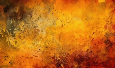 Yellow orange background with texture and distressed vintage grunge and watercolor, generative AI