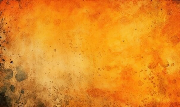 Yellow orange background with texture and distressed vintage grunge and watercolor, generative AI