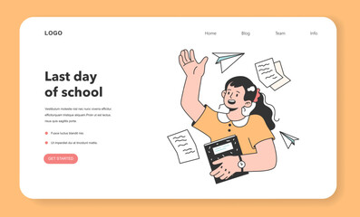 Last day of school web banner or landing page