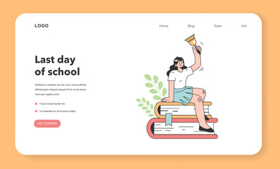 Last day of school web banner or landing page