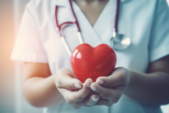 hospital doctor care hand medicine person cardiology health concept heart. Generative AI.