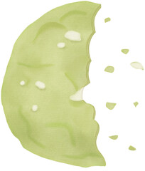 matcha cookie watercolor hand-drawing.