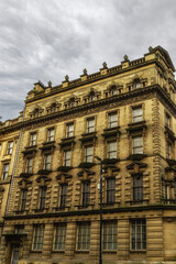 Fototapeta na wymiar Facade and windows of one of the historic buildings in Newcastle Upon Tyne