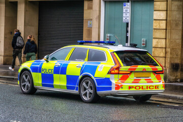 Police car, Newcastle upon Tyne, Tyne and Wear, England, United Kingdom - obrazy, fototapety, plakaty