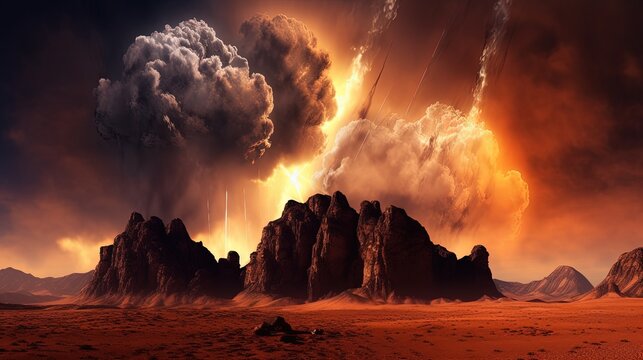 A desert planet with scorching heat and massive sandstorms generative ai