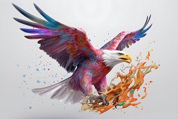 Fototapeta premium a colorful eagle in action. ambient occlusion art style