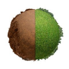 The difference between drought ground and fertile soil on the field