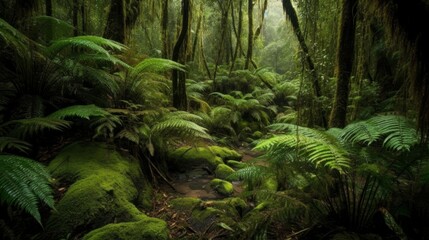 Rain forest background. AI generative.