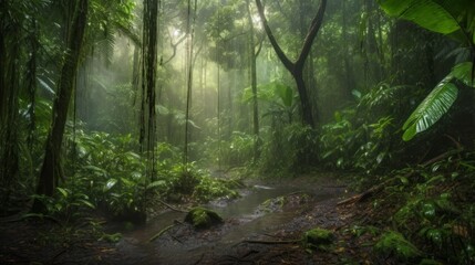 Rain forest background. AI generative.