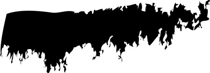 Black ink, ink smears, stains, blots, brushes, lines, rough. Black brush strokes, elements of artistic design. Vector illustration. Isolated on transparent background.