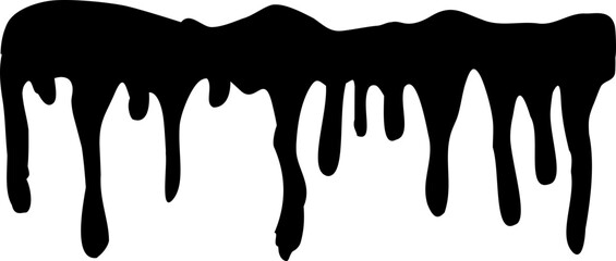 Black ink, ink smears, stains, blots, brushes, lines, rough. Black brush strokes, elements of artistic design. Vector illustration. Isolated on transparent background.