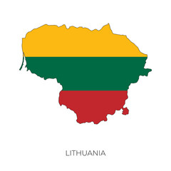 Lithuania map and flag. Detailed silhouette vector illustration