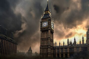 Fototapeta na wymiar The Majestic Big Ben: A Mysterious Clock Tower in the Heart of London, ai generative