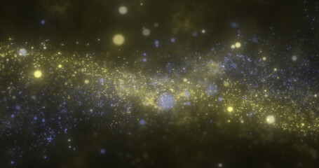 Abstract green energy magic round particles round with bokeh effect glowing background