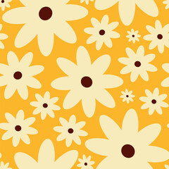 Fototapeta na wymiar Retro Vintage boho spring floral pattern in 60s style