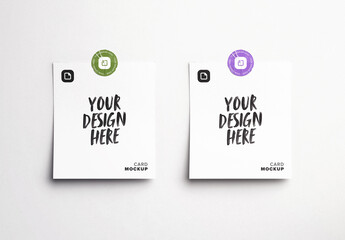 Cards with Round Sticker Mockup