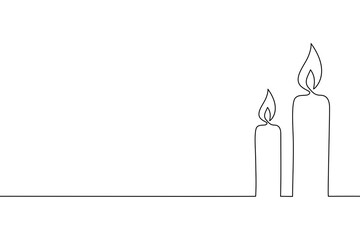 Continuous line drawing of Candle icon on transparent background.