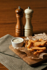 Pizza dough snack with garlic sauce