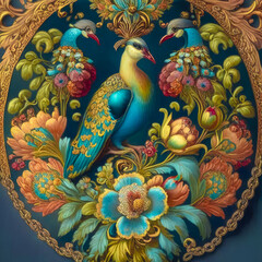 Illustration of a background with a bright oriental pattern.