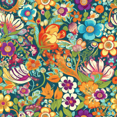 Wonderful Seamless Colorful Floral Texture Pattern