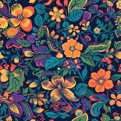 Fototapeta na wymiar Wonderful Seamless Colorful Floral Texture Pattern