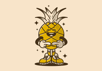 pineapple character design with shy expression