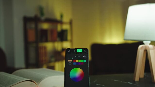 Smart light changing colors. Smart Home.