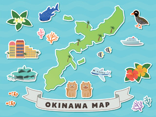沖縄地図　イラスト素材