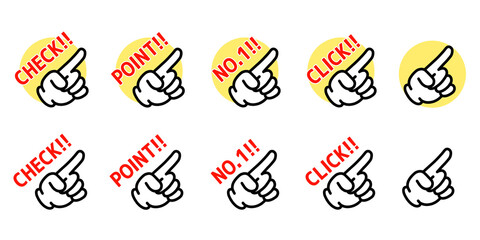 ハンドサインアイコンセット 赤文字