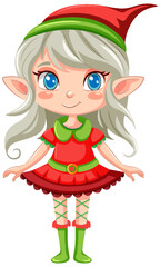 Elf girl cartoon Christmas character