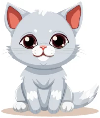 Fotobehang Kinderen Sweet eyed Kitten Cartoon Character