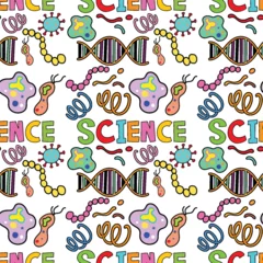 Fotobehang Kinderen Science Objects and Icons Seamless Pattern