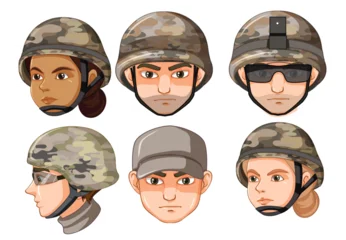 Fotobehang Kinderen Set of army head