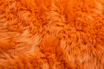 Very peri orange color sheep fur sheepskin rug background Wool texture. AI generative