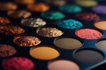 Obraz na płótnie Canvas Eyeshadow cosmetics powder colorful. Generate AI